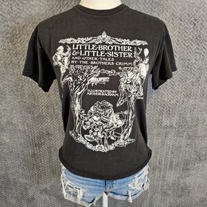 Hot Topic Brothers Grimm Little Brother & Sister Graphic Tee Black Small